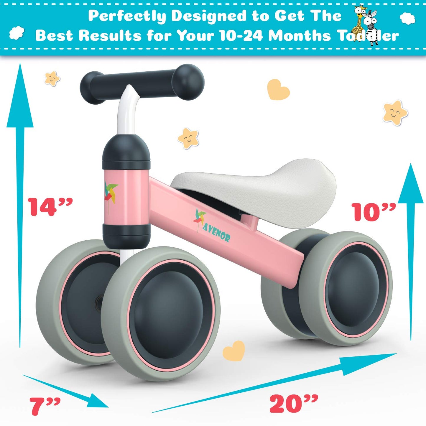 Baby Balance Bike Toys for 1 Year Old Gifts Boys Girls 10-24 Months Kids Toys Toddler Best 1st Birthday Girl Boy Gift Children Walker Baby Walker No Pedal Infant 4 Wheels Bicycle